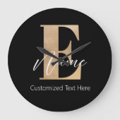 Modern Monogrammed Initiaal E & Naam Gepersonalise Grote Klok (Voorkant)