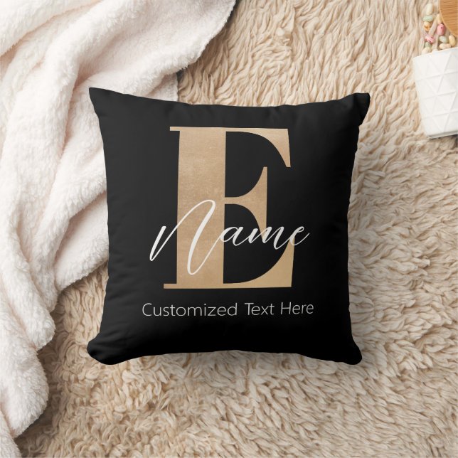 Modern Monogrammed Initiaal E & Naam Gepersonalise Kussen (Deken)