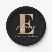 Modern Monogrammed Initiaal E & Naam Gepersonalise Papieren Bordje (Voorkant)