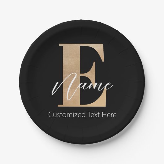 Modern Monogrammed Initiaal E & Naam Gepersonalise Papieren Bordje (Voorkant)