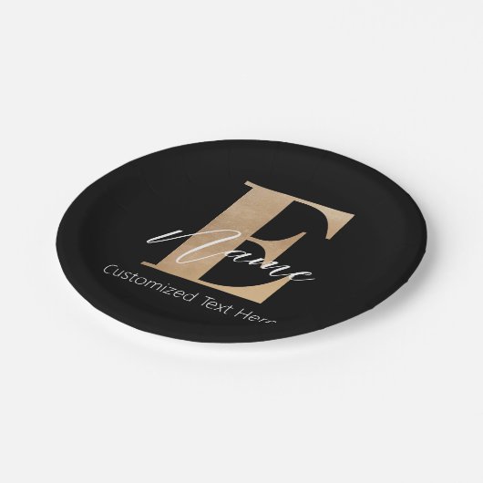 Modern Monogrammed Initiaal E & Naam Gepersonalise Papieren Bordje (Gekanteld)
