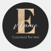 Modern Monogrammed Initiaal E & Naam Gepersonalise Ronde Sticker (Voorkant)