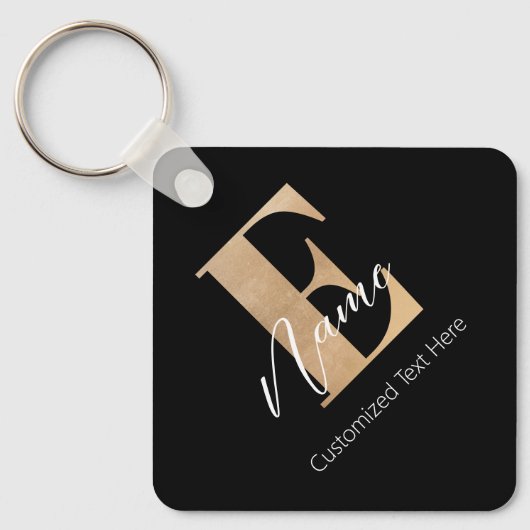Modern Monogrammed Initiaal E & Naam Gepersonalise Sleutelhanger (Voorkant)