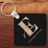 Modern Monogrammed Initiaal E & Naam Gepersonalise Sleutelhanger (Voorkant)