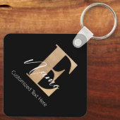 Modern Monogrammed Initiaal E & Naam Gepersonalise Sleutelhanger (Achterkant)