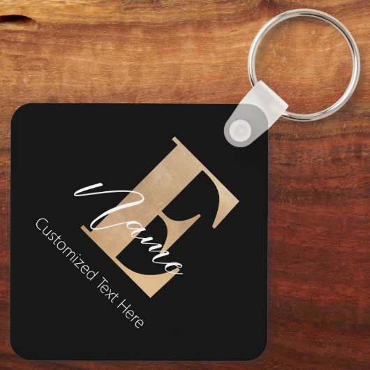 Modern Monogrammed Initiaal E & Naam Gepersonalise Sleutelhanger (Achterkant)