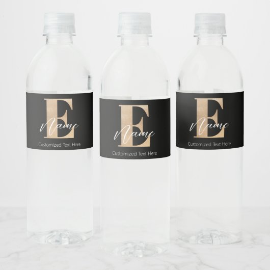 Modern Monogrammed Initiaal E & Naam Gepersonalise Waterfles Etiket (Flessen)