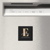 Modern Monogrammed Initiaal E & Naam Persoonlijk Magneet (Insitu (Vaatwasser))