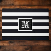 Modern Monogrammed Initiaal Elegant Black White Deurmat
