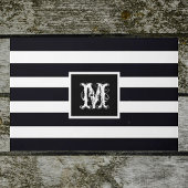Modern Monogrammed Initiaal Elegant Black White Deurmat