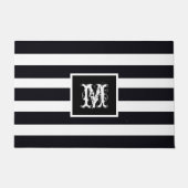 Modern Monogrammed Initiaal Elegant Black White Deurmat (Voorkant)