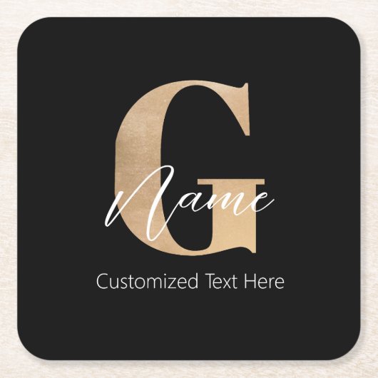 Modern Monogrammed Initiaal G & Naam Gepersonalise Kartonnen Onderzetters (Voorkant)