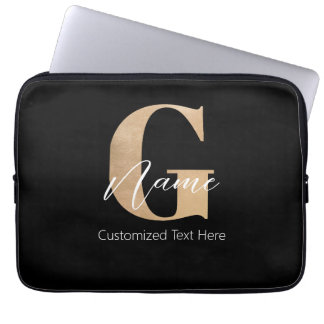 Modern Monogrammed Initiaal G & Naam Gepersonalise Laptop Sleeve