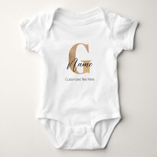 Modern Monogrammed Initiaal G & Naam Gepersonalise Romper (Voorkant)