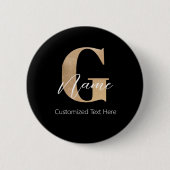 Modern Monogrammed Initiaal G & Naam Gepersonalise Ronde Button 5,7 Cm (Voorkant)