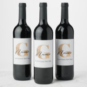 Modern Monogrammed Initiaal G & Naam Gepersonalise Wijn Etiket (Flessen)
