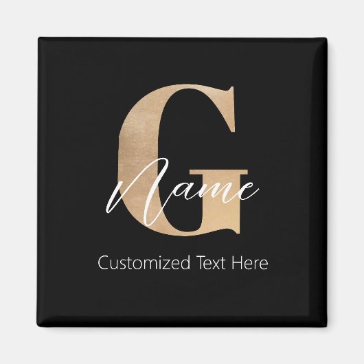 Modern Monogrammed Initiaal G & Naam Persoonlijk Magneet (Voorkant)