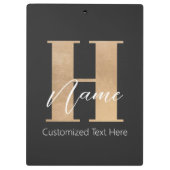 Modern Monogrammed Initiaal H & Naam Gepersonalise Klembord (Achterkant)