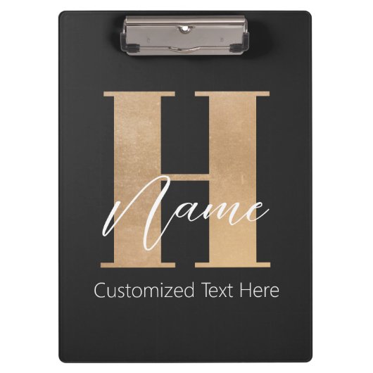 Modern Monogrammed Initiaal H & Naam Gepersonalise Klembord (Voorkant)