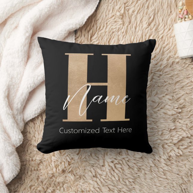 Modern Monogrammed Initiaal H & Naam Gepersonalise Kussen (Deken)