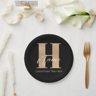 Modern Monogrammed Initiaal H & Naam Gepersonalise Papieren Bordje