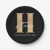 Modern Monogrammed Initiaal H & Naam Gepersonalise Papieren Bordje (Voorkant)