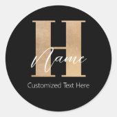 Modern Monogrammed Initiaal H & Naam Gepersonalise Ronde Sticker (Voorkant)