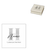Modern Monogrammed Initiaal H & Naam Gepersonalise Rubberstempel (Gestempeld)