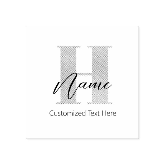 Modern Monogrammed Initiaal H & Naam Gepersonalise Rubberstempel (Afrduk)