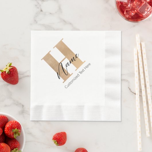 Modern Monogrammed Initiaal H & Naam Gepersonalise Servet (Insitu)