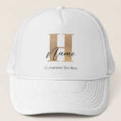 Modern Monogrammed Initiaal H & Naam Gepersonalise Trucker Pet (Voorkant)