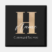 Modern Monogrammed Initiaal H & Naam Persoonlijk Magneet (Voorkant)