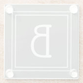Modern Monogrammed Initiaal Home Decor Grey & Whit Glazen Onderzetter (Achterkant)