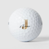 Modern Monogrammed Initiaal J & Naam Gepersonalise Golfballen (Voorkant)