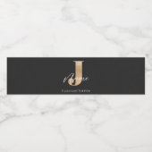 Modern Monogrammed Initiaal J & Naam Gepersonalise Waterfles Etiket (Enkel label)