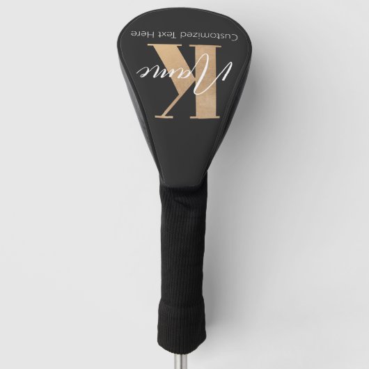 Modern Monogrammed Initiaal K & Naam Gepersonalise Golfheadcover (Voorkant)