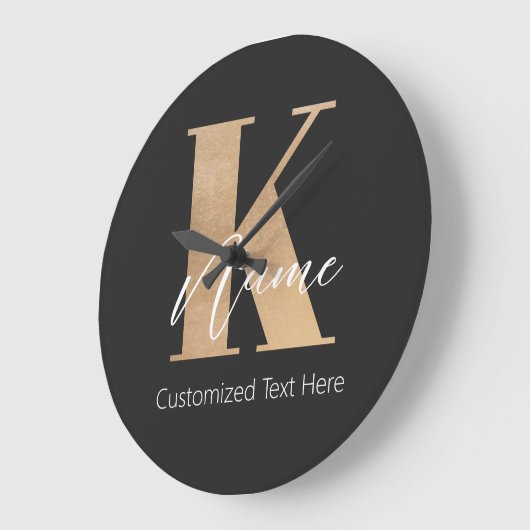 Modern Monogrammed Initiaal K & Naam Gepersonalise Grote Klok (Hoek)