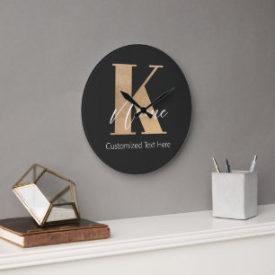 Modern Monogrammed Initiaal K & Naam Gepersonalise Grote Klok