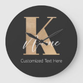 Modern Monogrammed Initiaal K & Naam Gepersonalise Grote Klok (Voorkant)