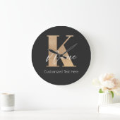 Modern Monogrammed Initiaal K & Naam Gepersonalise Grote Klok (Huis)