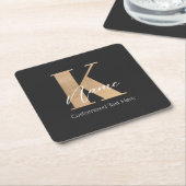 Modern Monogrammed Initiaal K & Naam Gepersonalise Kartonnen Onderzetters (Schuin)