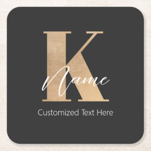 Modern Monogrammed Initiaal K & Naam Gepersonalise Kartonnen Onderzetters