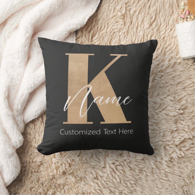 Modern Monogrammed Initiaal K & Naam Gepersonalise Kussen (Deken)