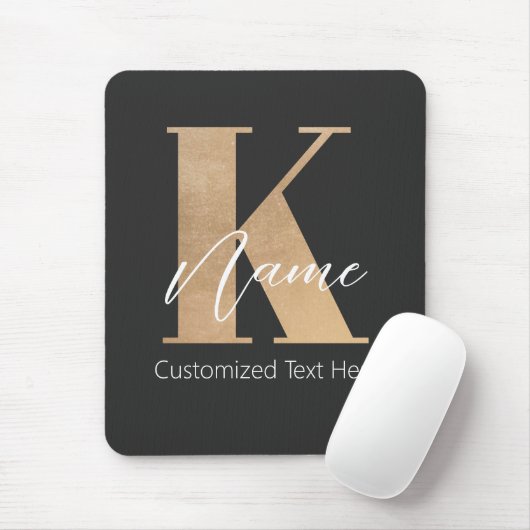 Modern Monogrammed Initiaal K & Naam Gepersonalise Muismat (Met muis)