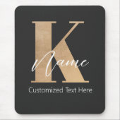 Modern Monogrammed Initiaal K & Naam Gepersonalise Muismat (Voorkant)