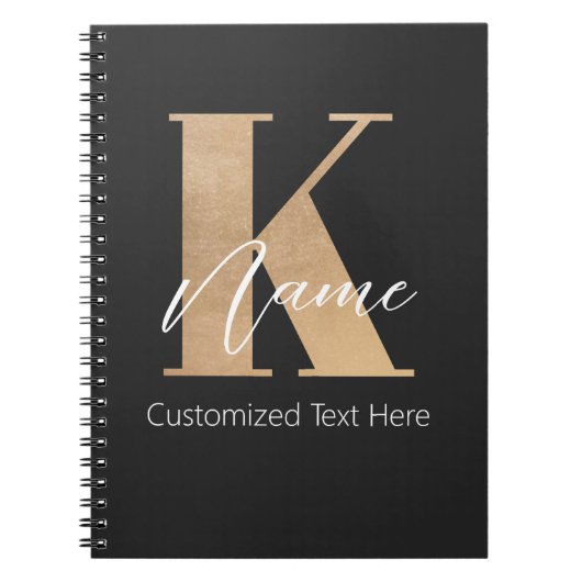 Modern Monogrammed Initiaal K & Naam Gepersonalise Notitieboek (Voorkant)