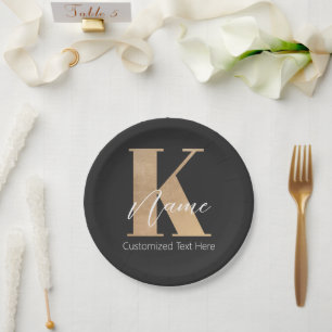 Modern Monogrammed Initiaal K & Naam Gepersonalise Papieren Bordje