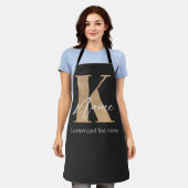 Modern Monogrammed Initiaal K & Naam Gepersonalise Schort (Gedragen)
