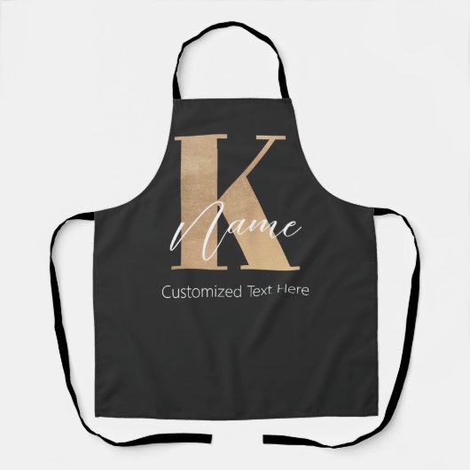 Modern Monogrammed Initiaal K & Naam Gepersonalise Schort (Voorkant)