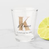 Modern Monogrammed Initiaal K & Naam Gepersonalise Shot Glas (Voorkant)
